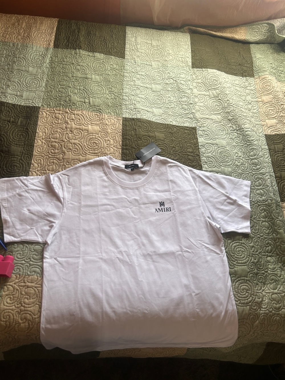 AMIRI White Crewneck T-Shirt with Black Logo
